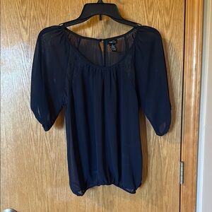 Rue21 Blue Sheer Puff Sleeve Blouse